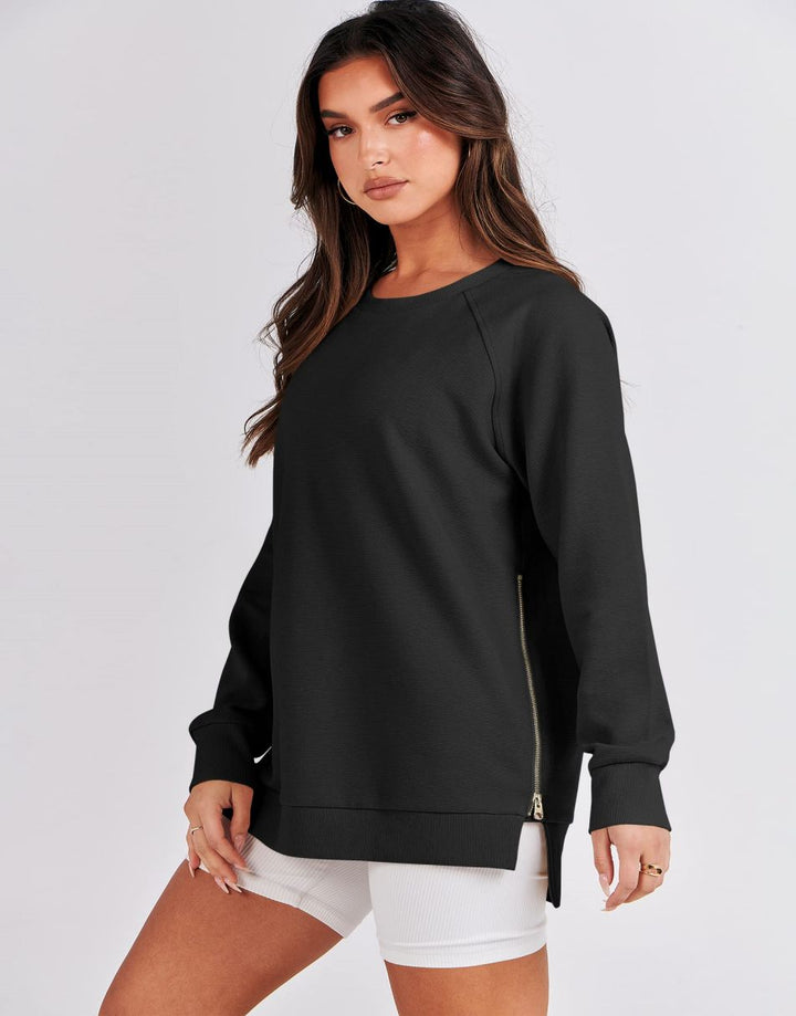 ANRABESS Women's Oversized Side Zipper Tunic Hoodie