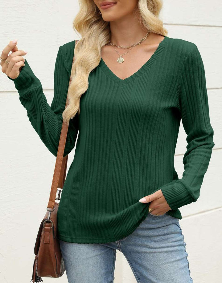 ANRABESS Women's Lightweight Ribbed V-Neck Tunic