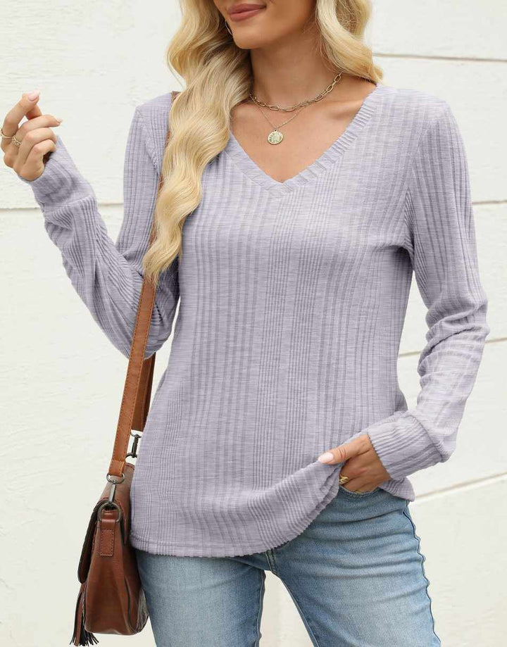 ANRABESS Women's Lightweight Ribbed V-Neck Tunic
