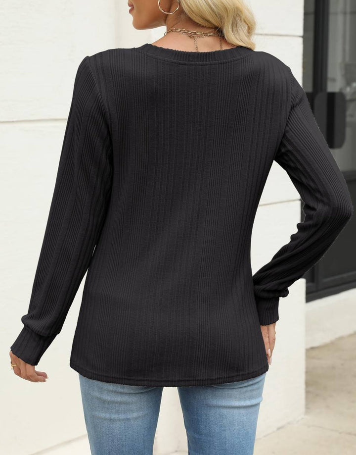 ANRABESS Women's Lightweight Ribbed V-Neck Tunic