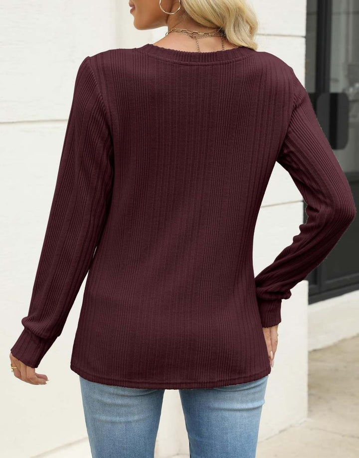 ANRABESS Women's Lightweight Ribbed V-Neck Tunic