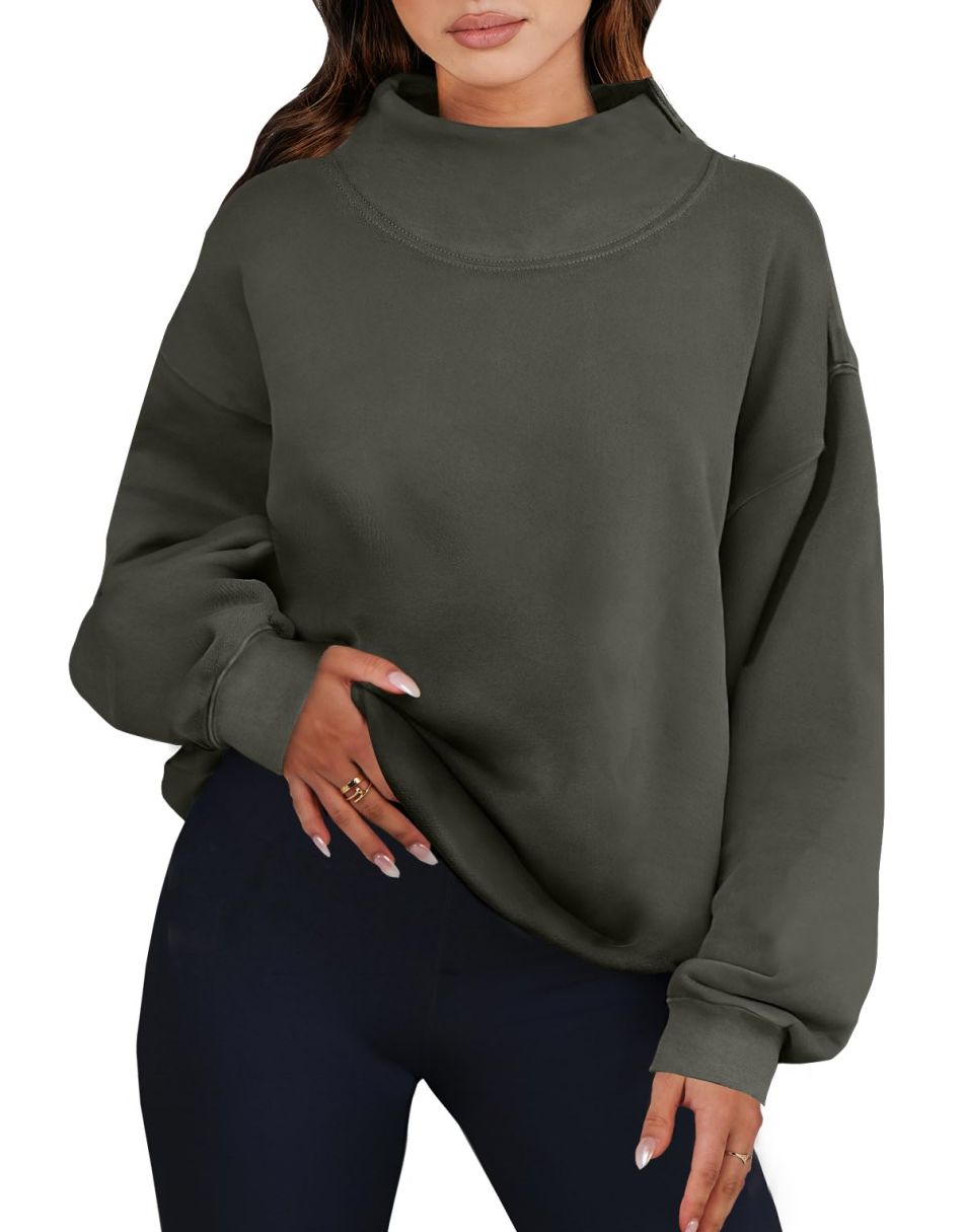 ANRABESS Women's Oversized Turtleneck Long Sleeve Sweatshirt