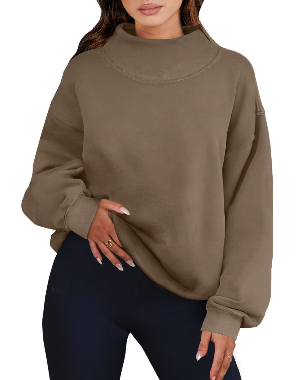 ANRABESS Women's Oversized Turtleneck Long Sleeve Sweatshirt