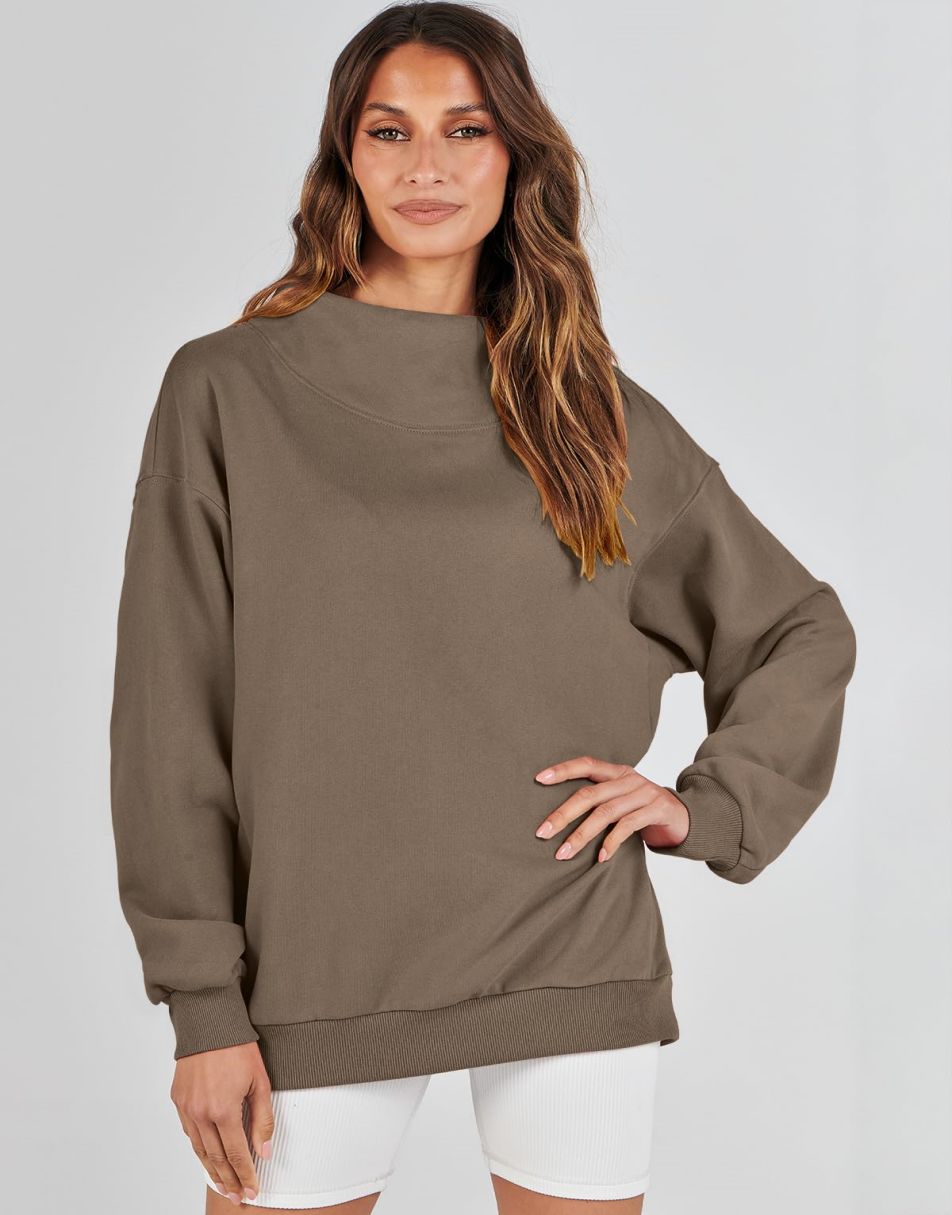 ANRABESS Women's Oversized Turtleneck Long Sleeve Sweatshirt