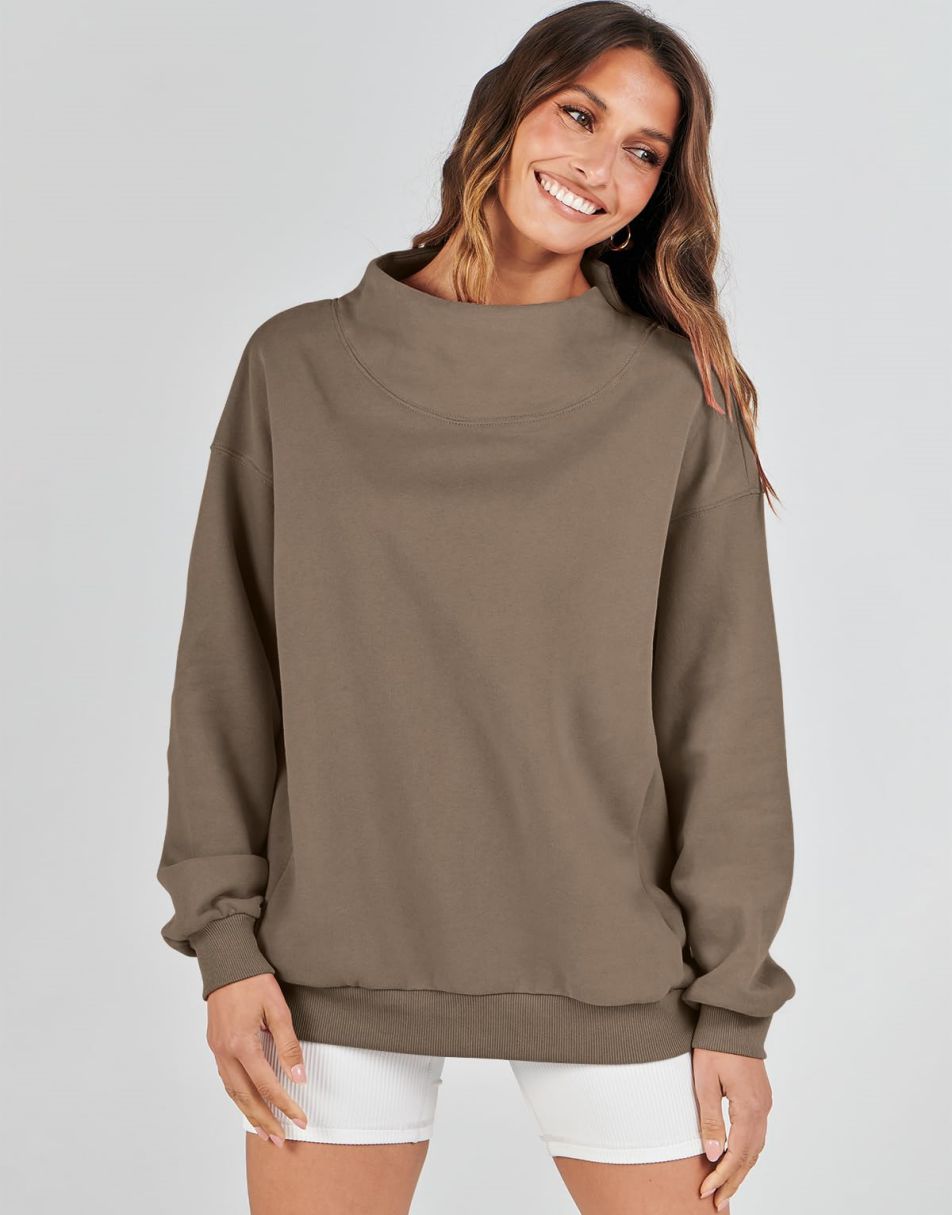 ANRABESS Women's Oversized Turtleneck Long Sleeve Sweatshirt