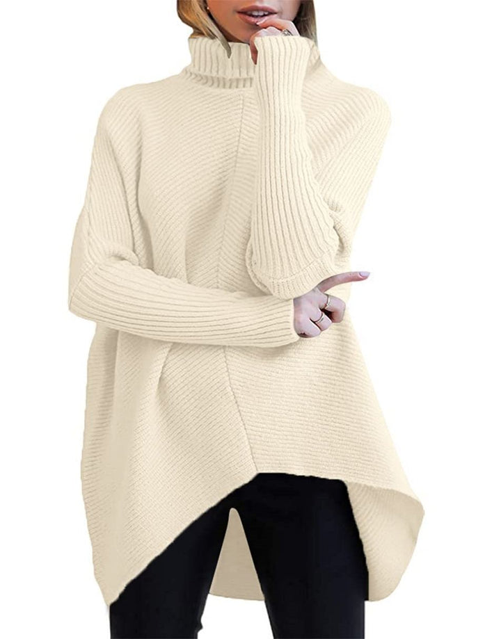 ANRABESS Oversized Batwing Sleeve Turtleneck Knit Pullover