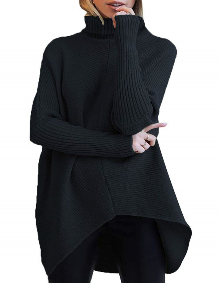 ANRABESS Oversized Batwing Sleeve Turtleneck Knit Pullover