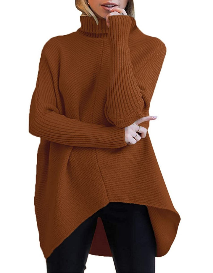 ANRABESS Oversized Batwing Sleeve Turtleneck Knit Pullover