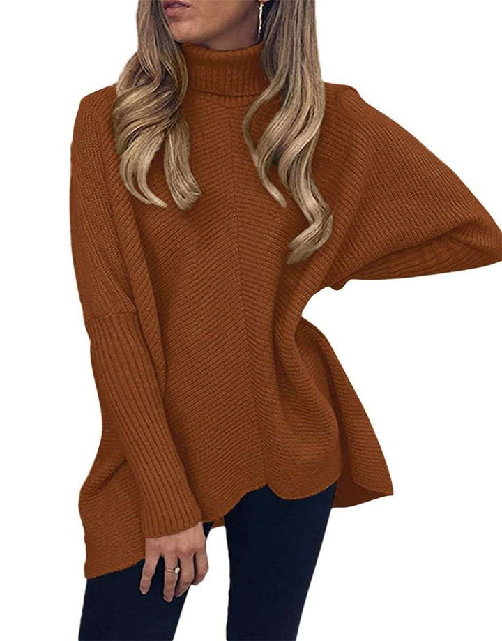 ANRABESS Oversized Batwing Sleeve Turtleneck Knit Pullover