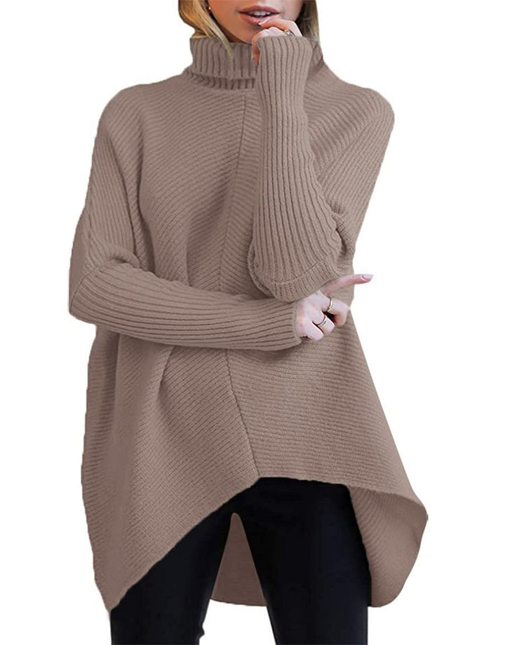 ANRABESS Oversized Batwing Sleeve Turtleneck Knit Pullover