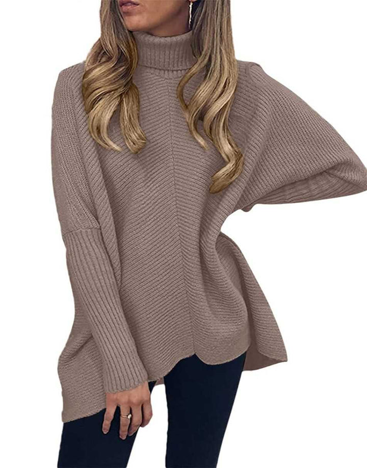 ANRABESS Oversized Batwing Sleeve Turtleneck Knit Pullover