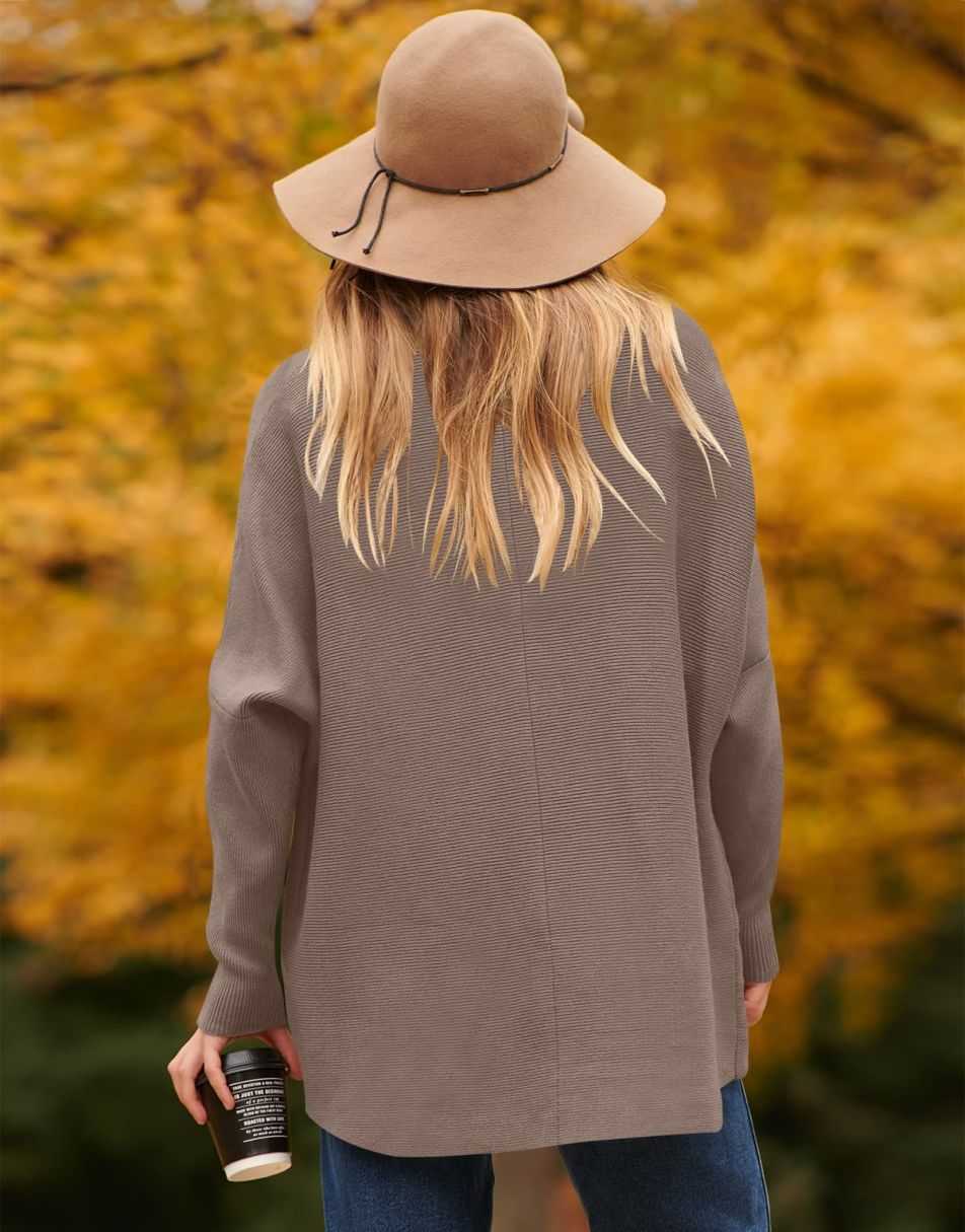 ANRABESS Oversized Batwing Sleeve Turtleneck Knit Pullover