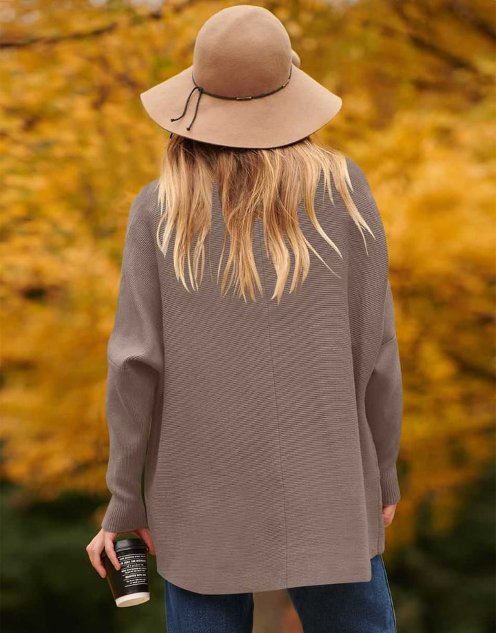 ANRABESS Oversized Batwing Sleeve Turtleneck Knit Pullover