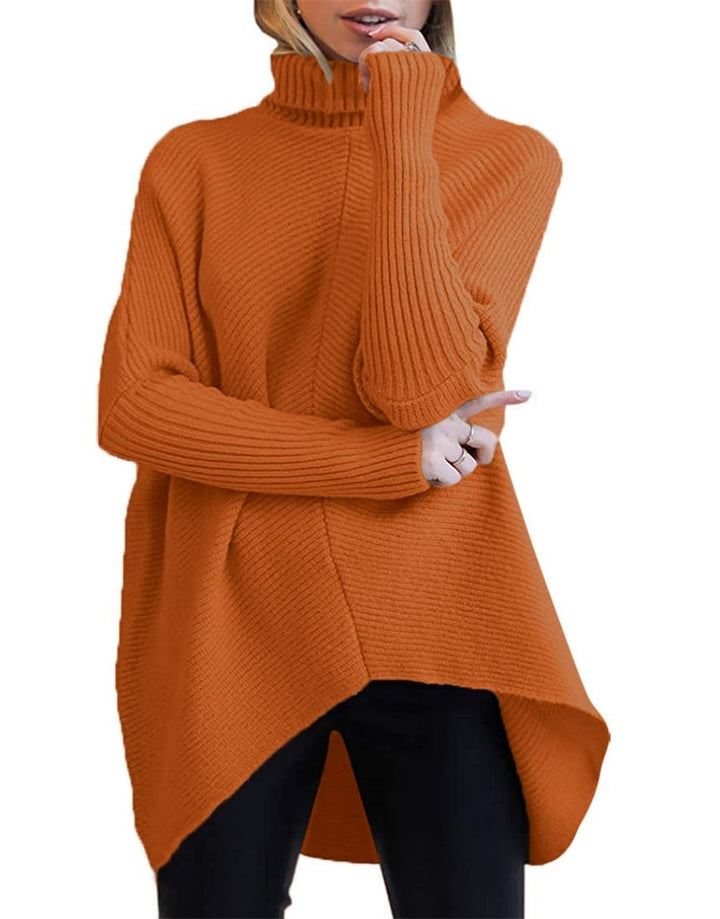 ANRABESS Oversized Batwing Sleeve Turtleneck Knit Pullover