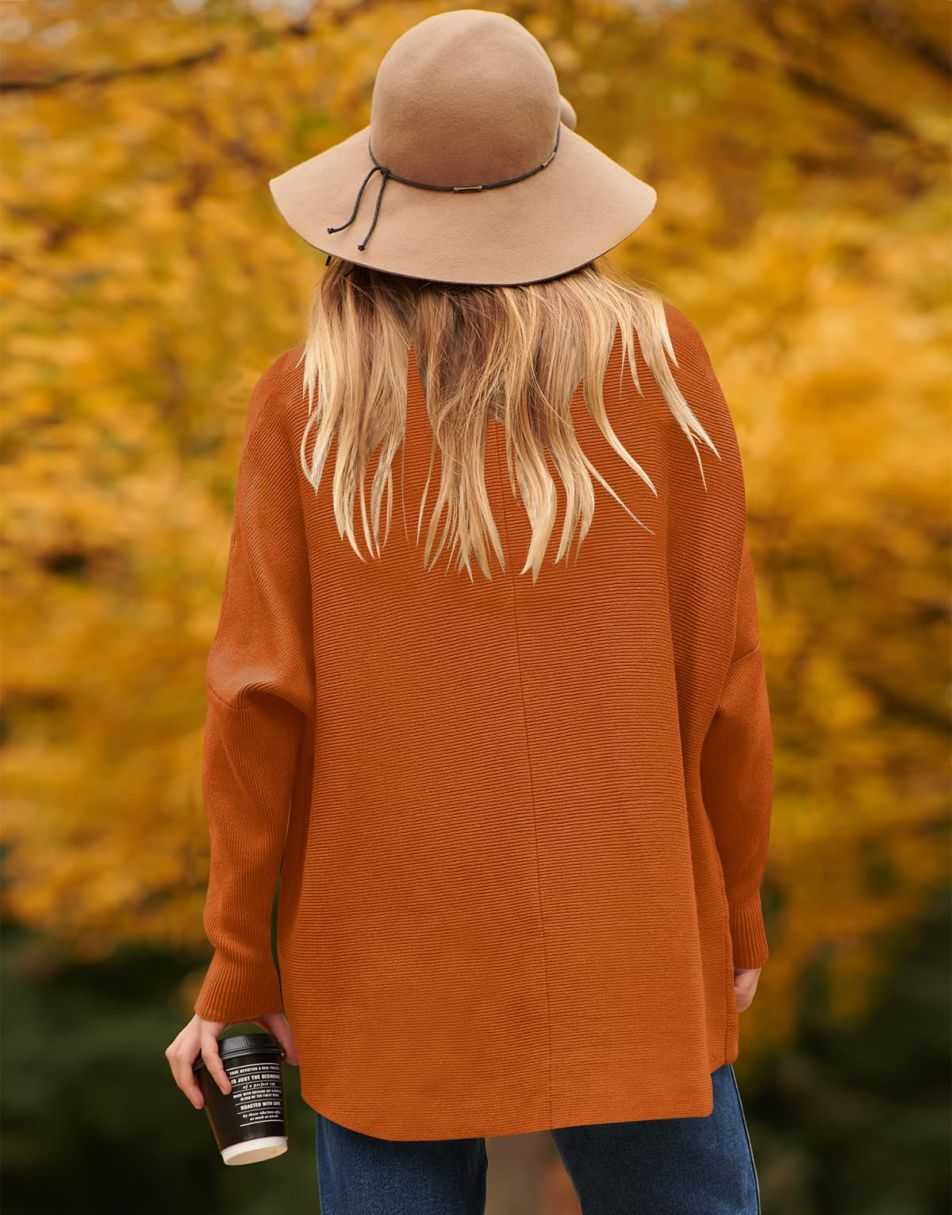 ANRABESS Oversized Batwing Sleeve Turtleneck Knit Pullover
