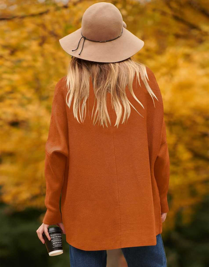 ANRABESS Oversized Batwing Sleeve Turtleneck Knit Pullover