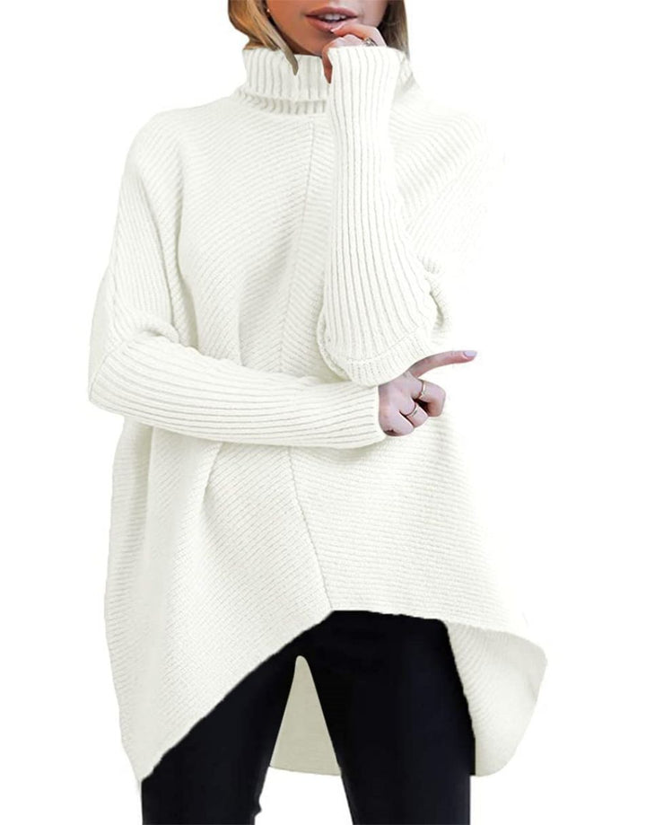ANRABESS Oversized Batwing Sleeve Turtleneck Knit Pullover
