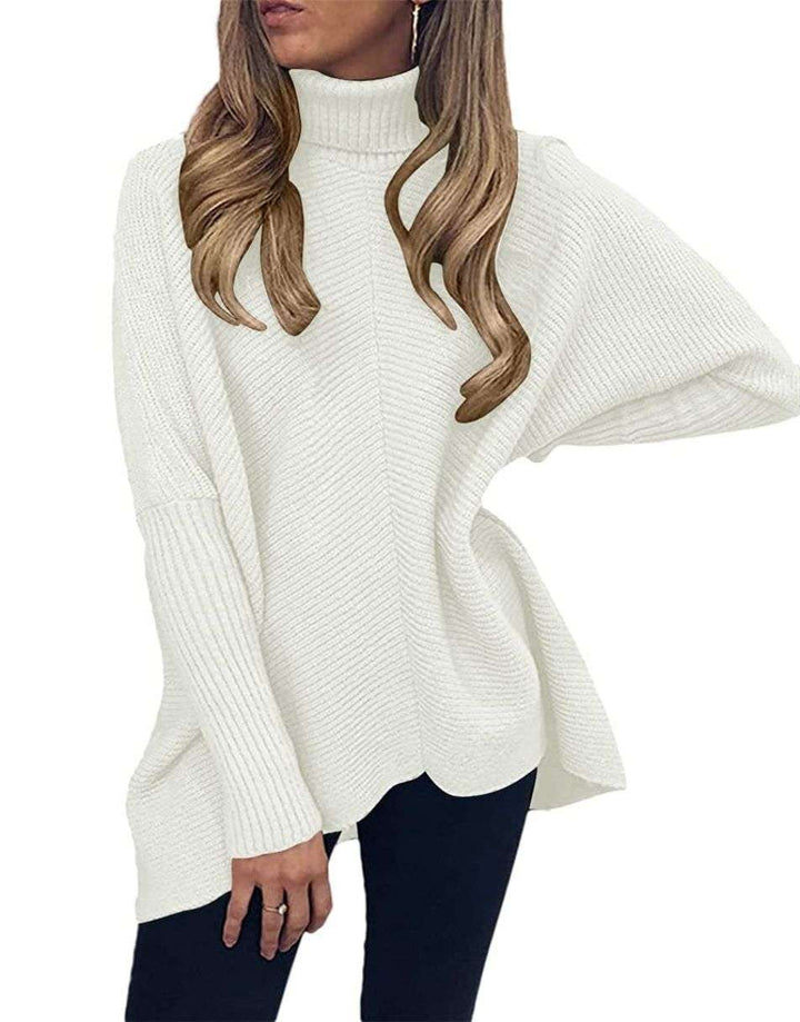 ANRABESS Oversized Batwing Sleeve Turtleneck Knit Pullover
