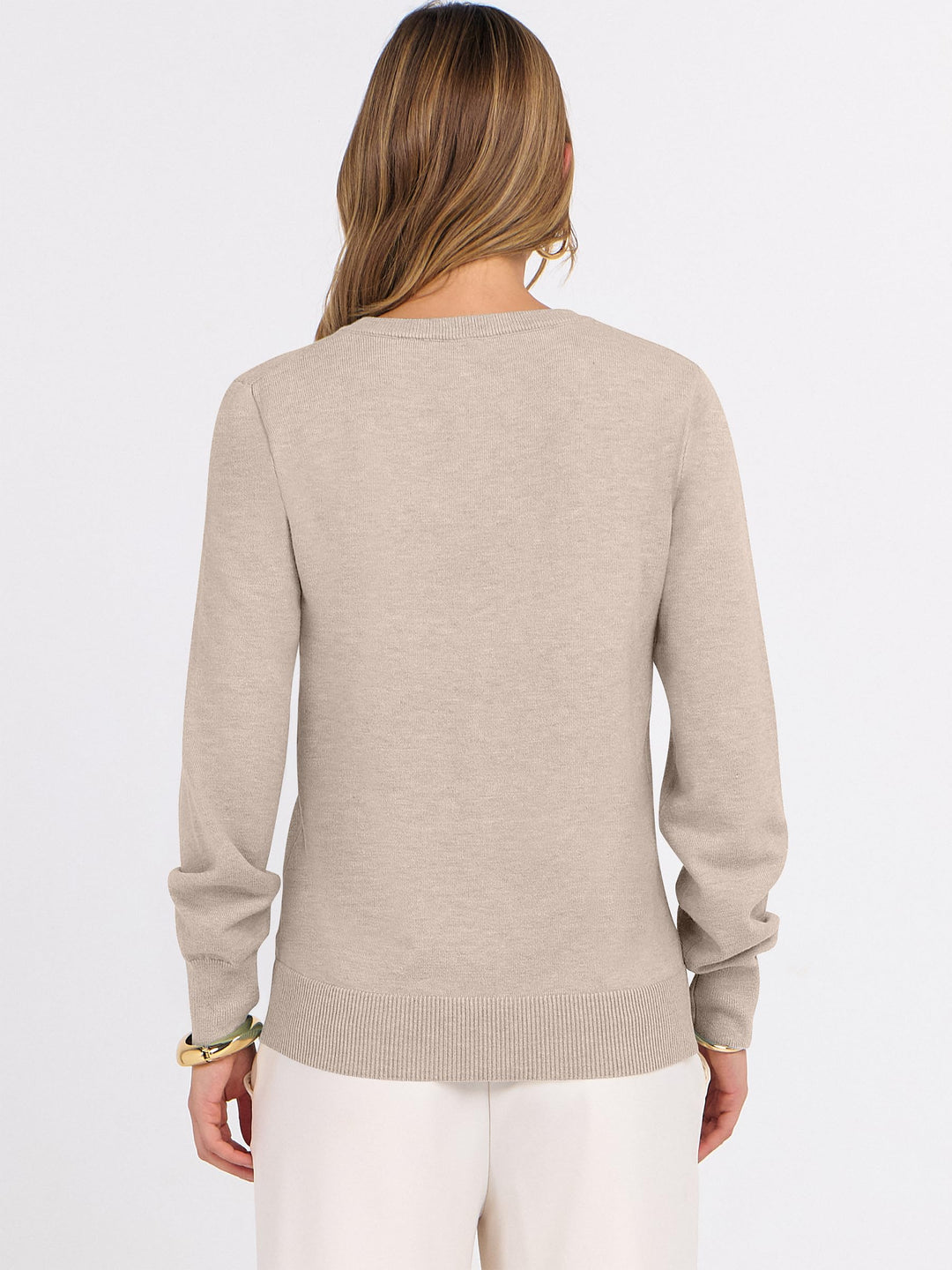 ANRABESS Women's Wool Blend V-Neck Long Sleeve Sweater