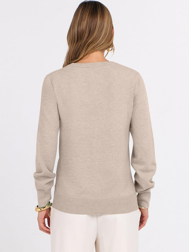 ANRABESS Women's Wool Blend V-Neck Long Sleeve Sweater