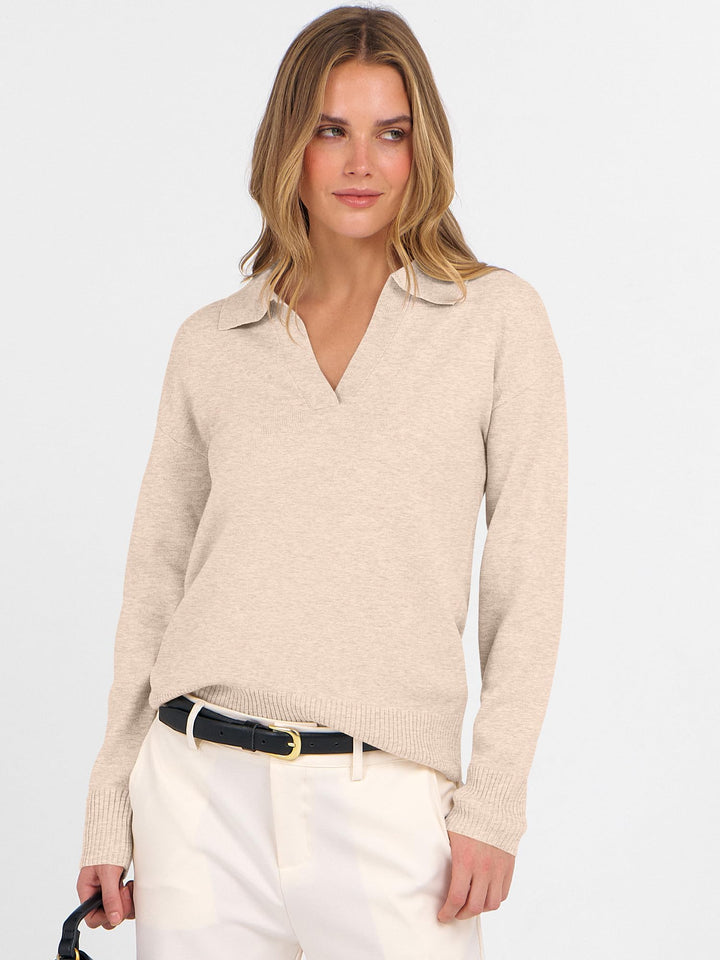 ANRABESS Women's Lightweight Polo V-Neck Knit Sweater