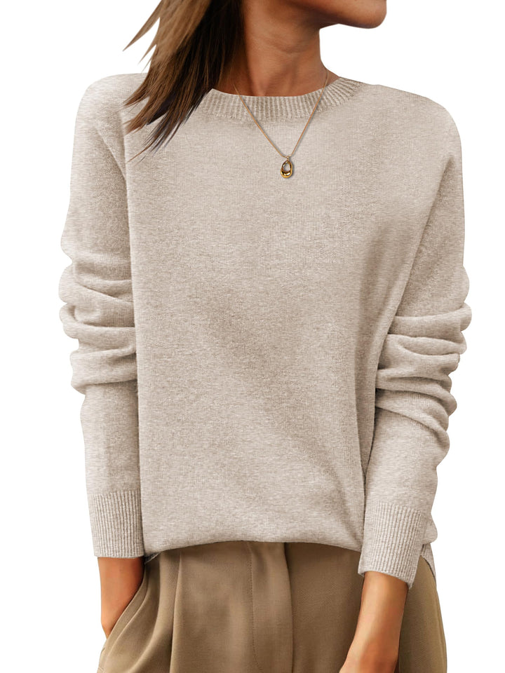 ANRABESS Women's 100% Wool Crewneck Long Sleeve Sweater