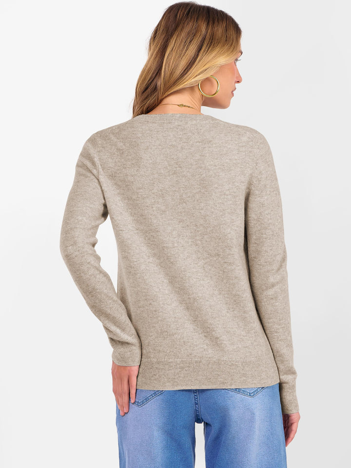 ANRABESS Women's 100% Wool Crewneck Long Sleeve Sweater