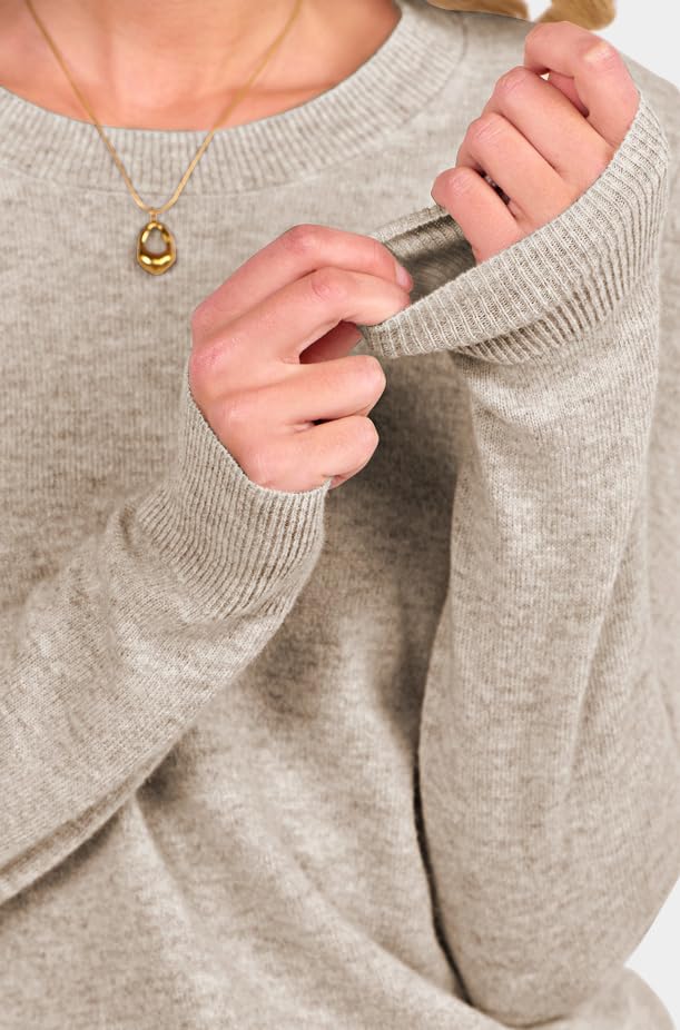 ANRABESS Women's 100% Wool Crewneck Long Sleeve Sweater