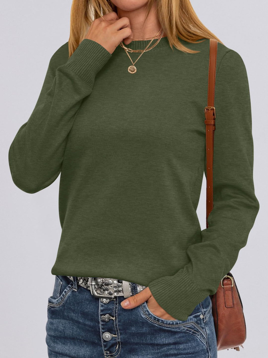 ANRABESS Women's Lightweight Crewneck Loose Sweater