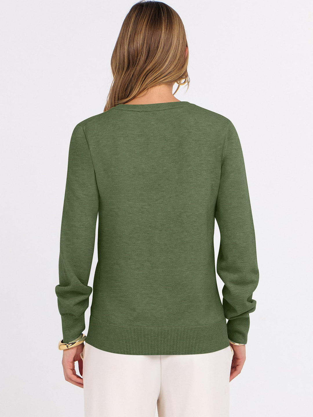 ANRABESS Women's Wool Blend V-Neck Long Sleeve Sweater