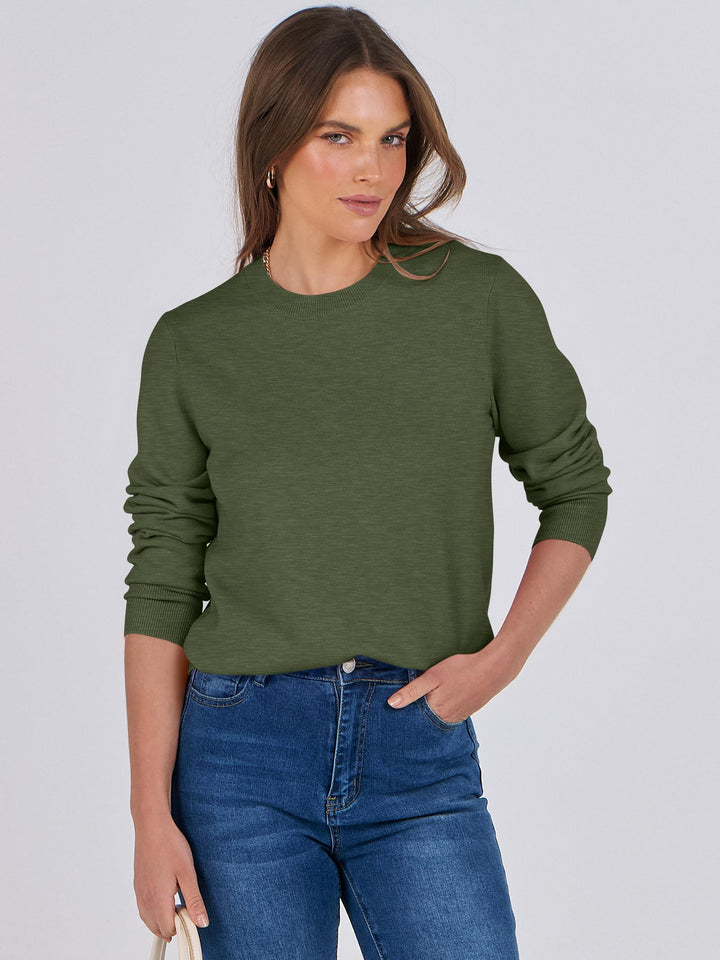 ANRABESS Women's Lightweight Crewneck Loose Sweater