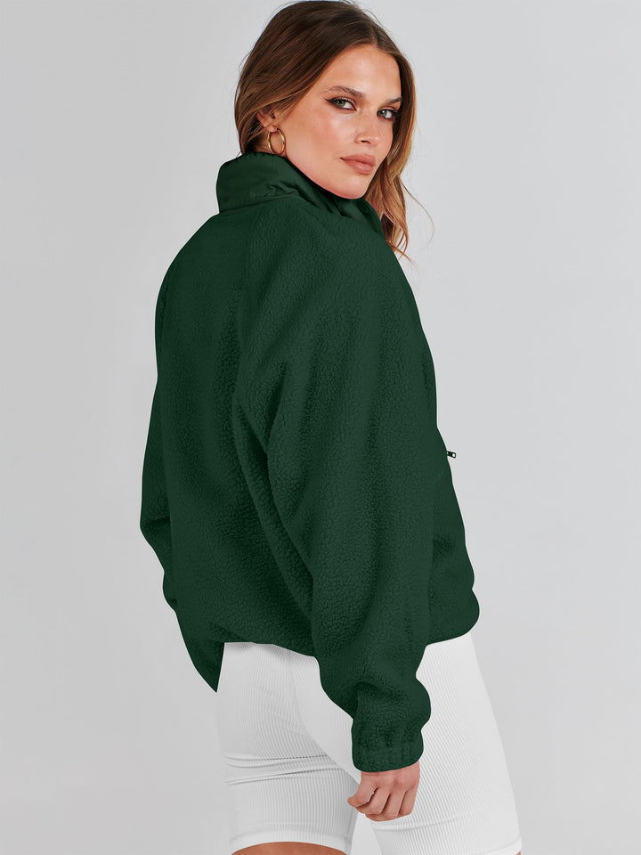 ANRABESS Women's Cropped Sherpa Shacket with Pockets