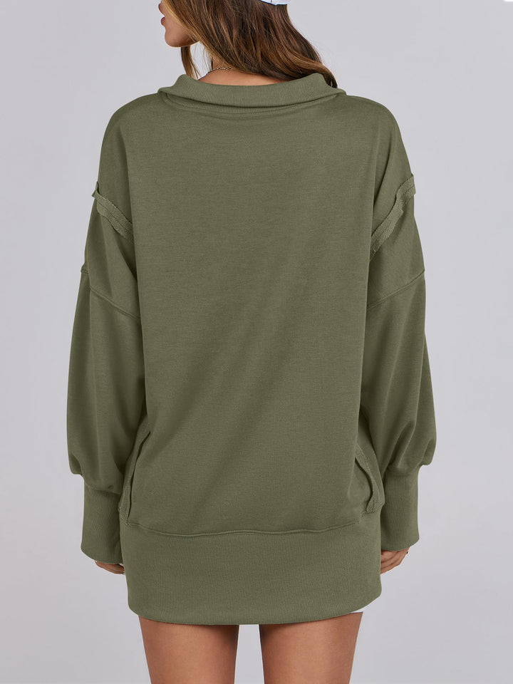 ANRABESS Women's Oversized Button-Up Henley Sweatshirt