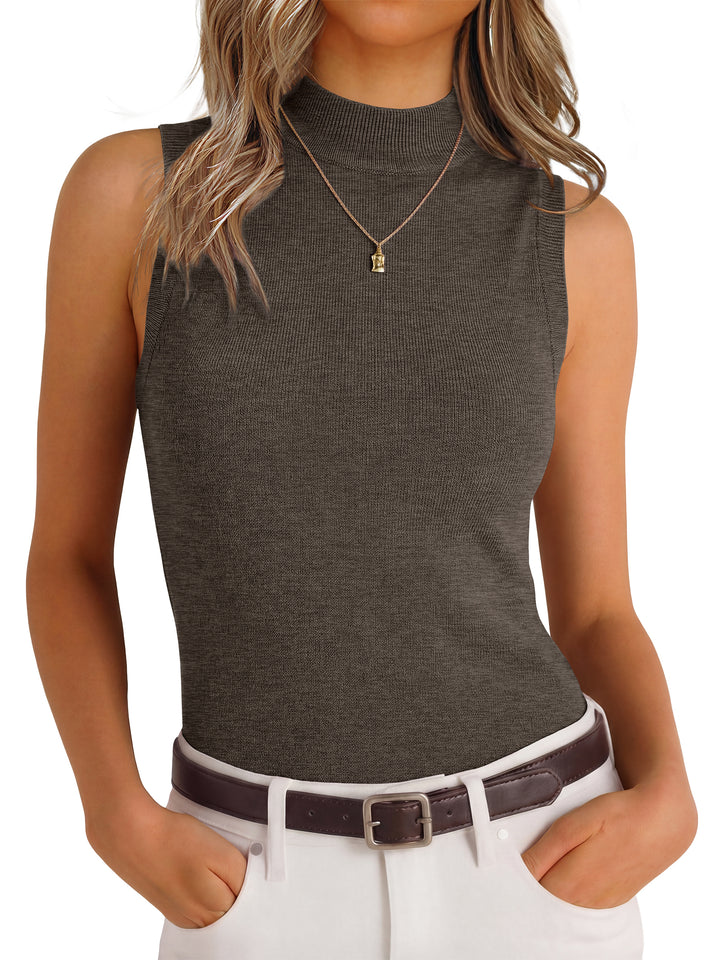 ANRABESS Mock Neck Tank Tops Sweaters Wool Blend Sleeveless Soft Fitted Business Casual Sweater Shirts 2026 Summer Clothes