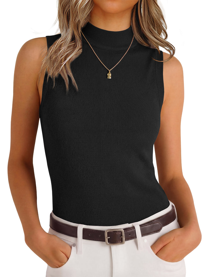 ANRABESS Mock Neck Tank Tops Sweaters Wool Blend Sleeveless Soft Fitted Business Casual Sweater Shirts 2026 Summer Clothes