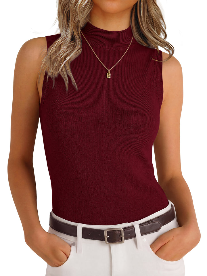 ANRABESS Mock Neck Tank Tops Sweaters Wool Blend Sleeveless Soft Fitted Business Casual Sweater Shirts 2026 Summer Clothes