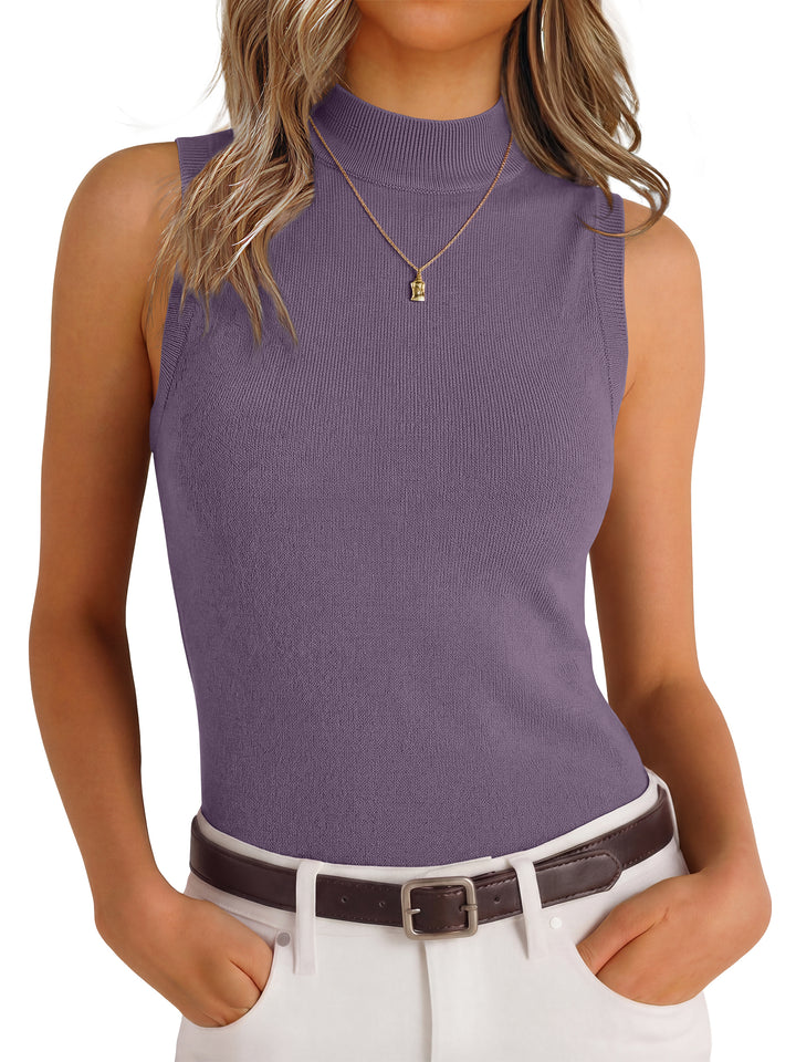 ANRABESS Mock Neck Tank Tops Sweaters Wool Blend Sleeveless Soft Fitted Business Casual Sweater Shirts 2026 Summer Clothes