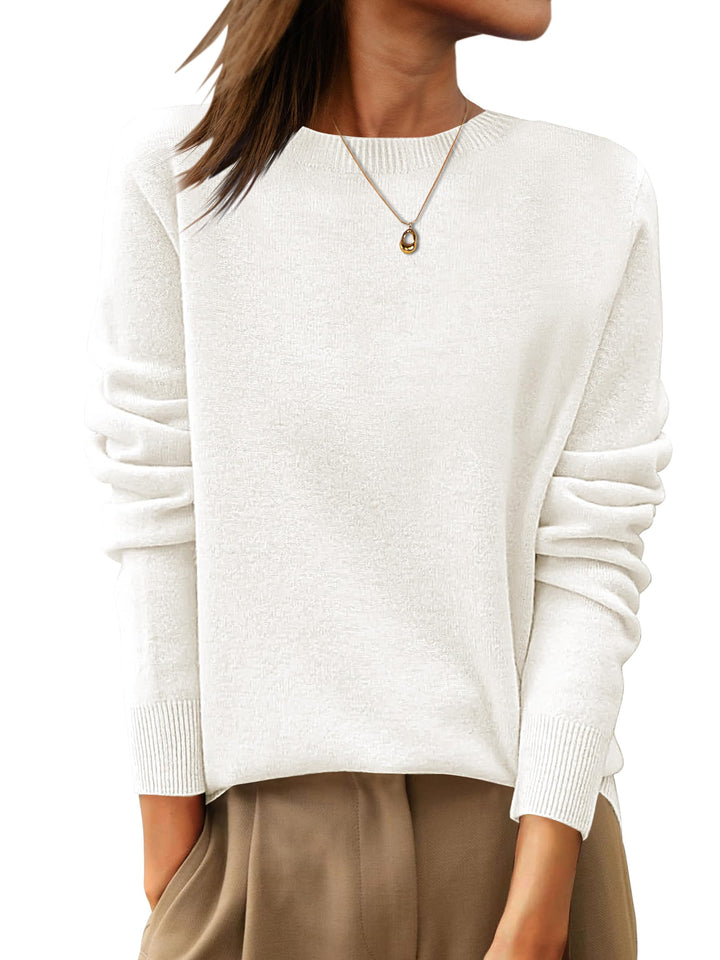 ANRABESS Women's 100% Wool Crewneck Long Sleeve Sweater