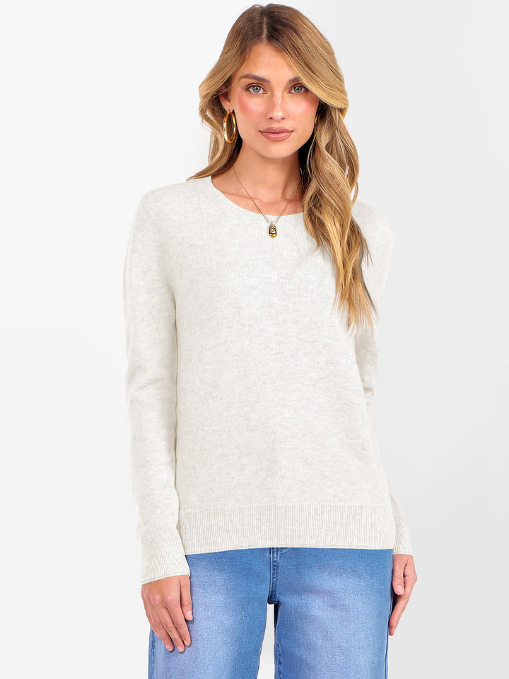 ANRABESS Women's 100% Wool Crewneck Long Sleeve Sweater