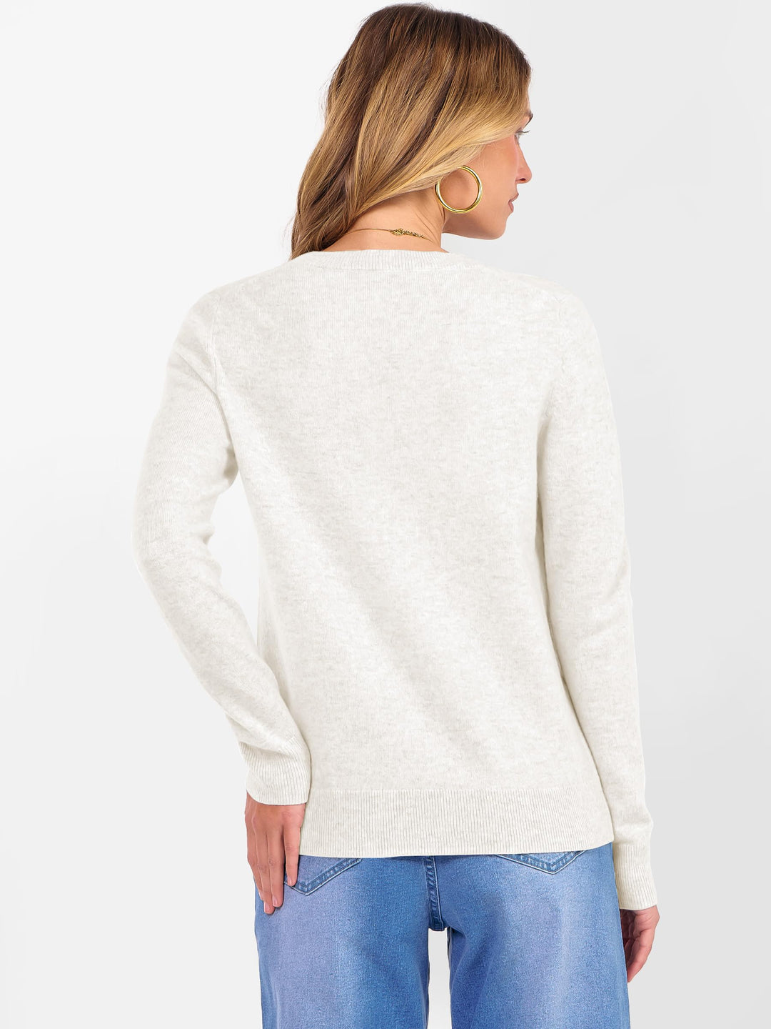 ANRABESS Women's 100% Wool Crewneck Long Sleeve Sweater