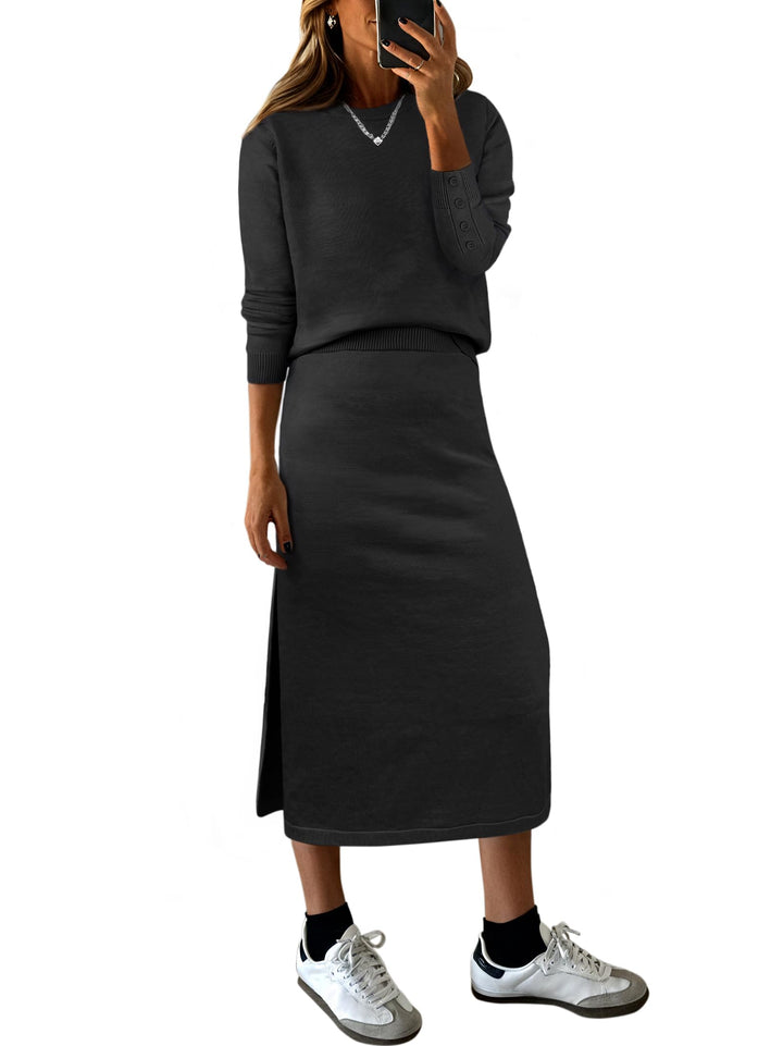 ANRABESS Lounge & Travel 2-Piece Striped Knit Set