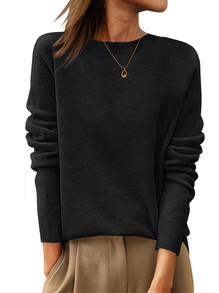 ANRABESS Women's 100% Wool Crewneck Long Sleeve Sweater