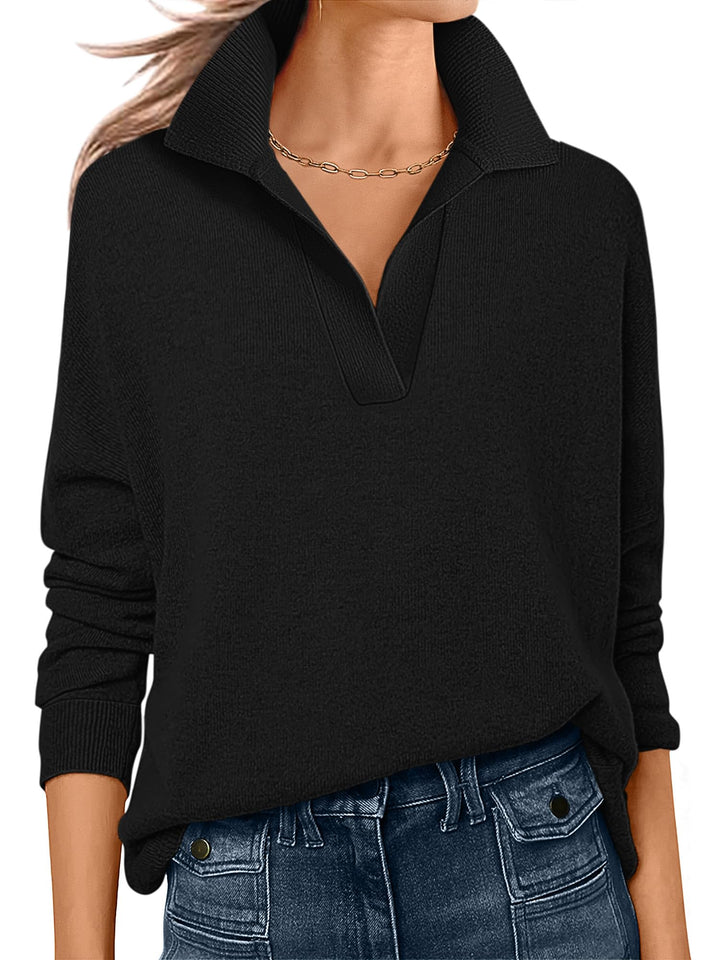 ANRABESS Women's Lightweight Polo V-Neck Knit Sweater