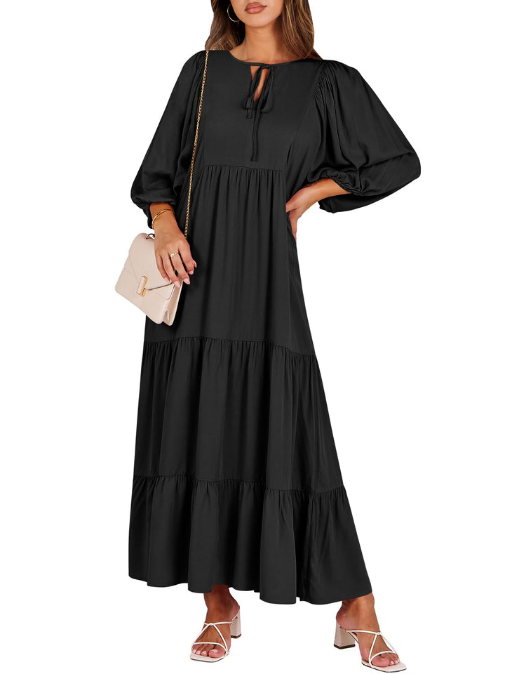 ANRABESS Women's Boho Floral V-Neck Maxi Dress