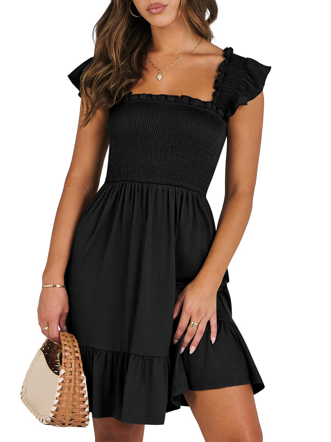 ANRABESS Boho Sleeveless Square Neck Beach Dress