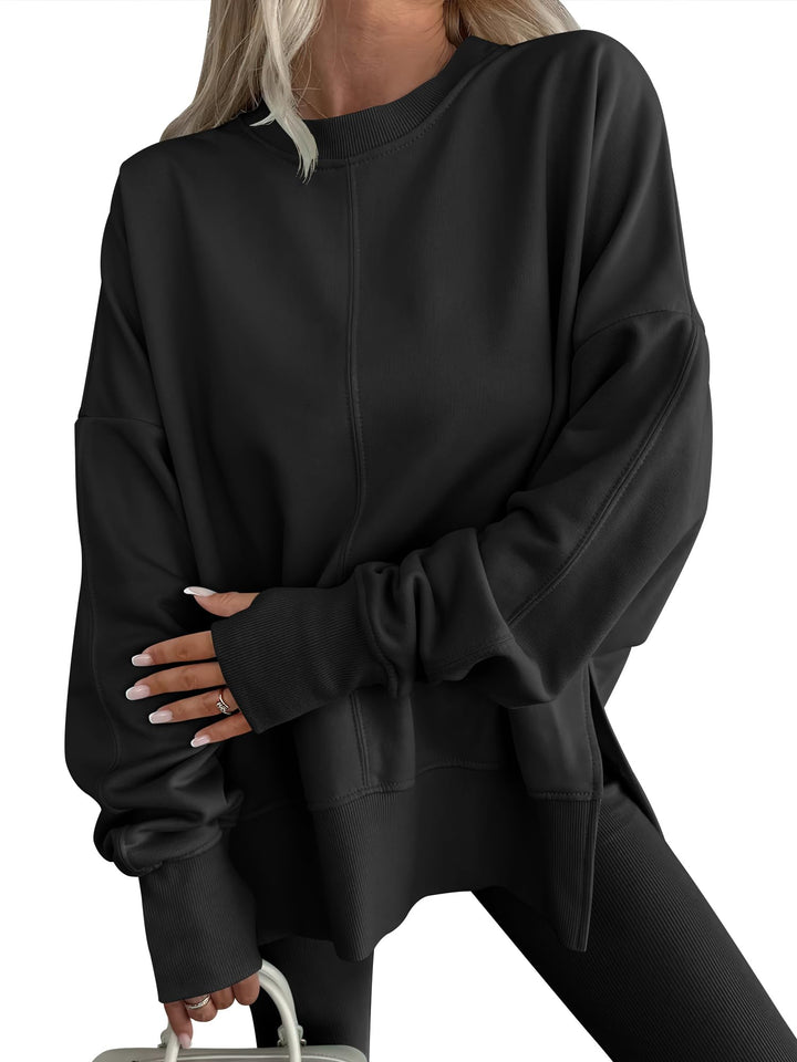 ANRABESS Oversized Sweatshirts for Women Thumbhole Long Sleeve Hoodies Shirts Fall Side Slit Pullover Fashion Top Teen Y2k Outfits