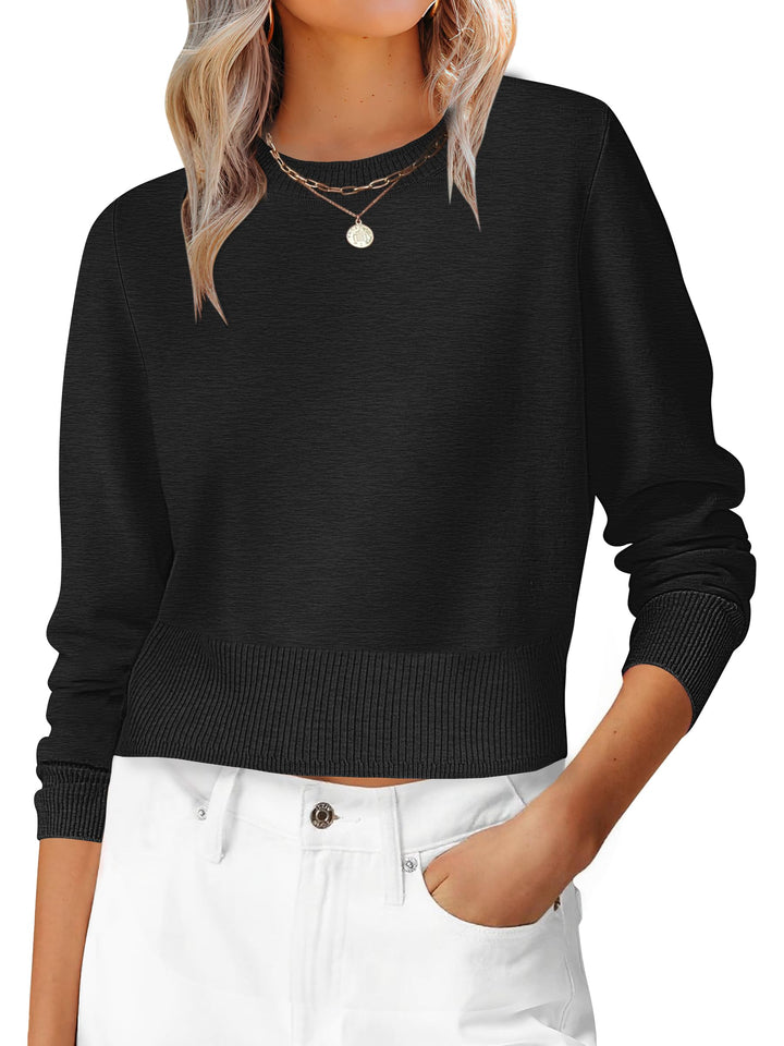 ANRABESS Women's Cropped Long Sleeve Lightweight Sweater