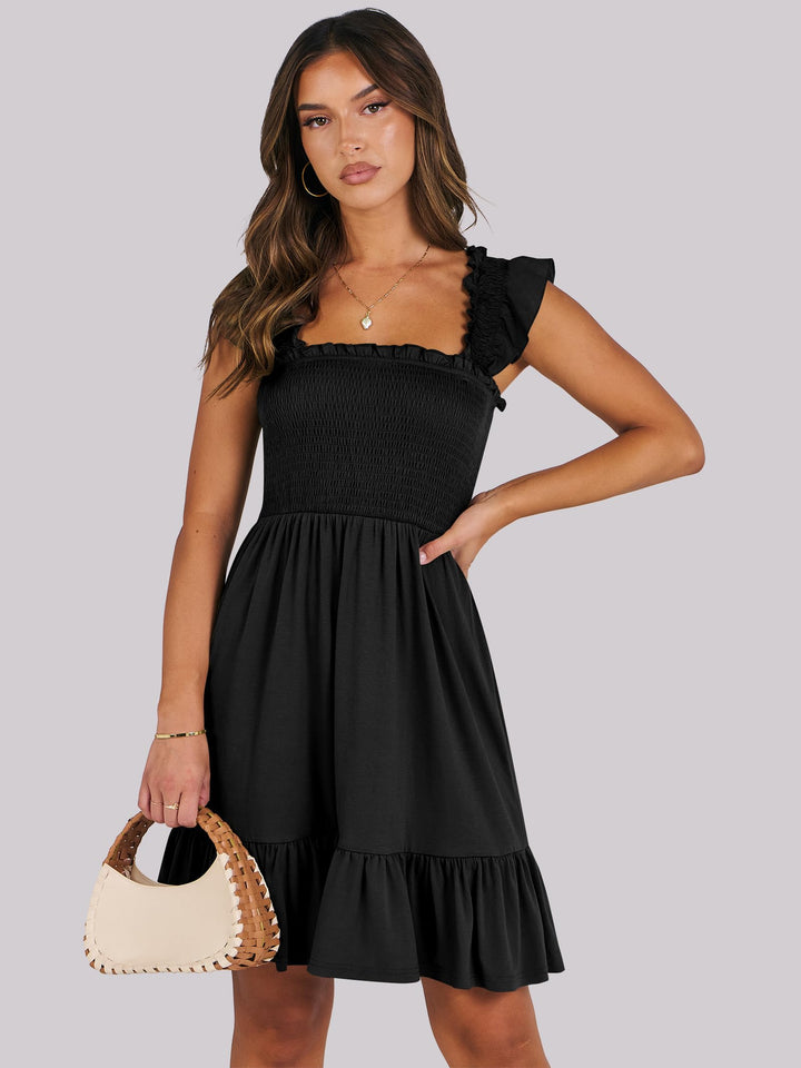 ANRABESS Boho Sleeveless Square Neck Beach Dress