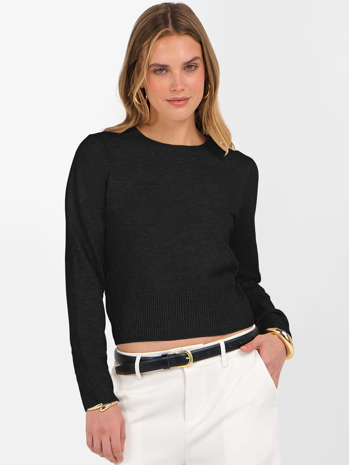 ANRABESS Women's Cropped Long Sleeve Lightweight Sweater