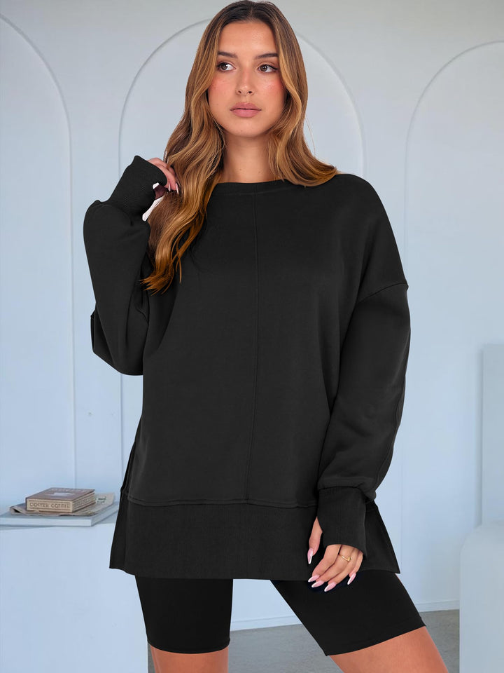 ANRABESS Oversized Sweatshirts for Women Thumbhole Long Sleeve Hoodies Shirts Fall Side Slit Pullover Fashion Top Teen Y2k Outfits